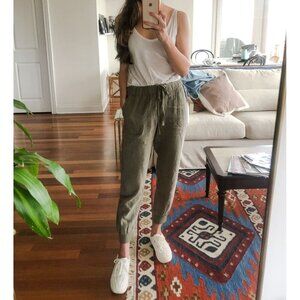 Caslon Linen Jogger Pant Green NWT Medium Petite